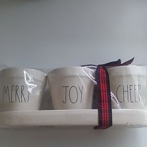 Rae Dunn 3 small Planters great herbs